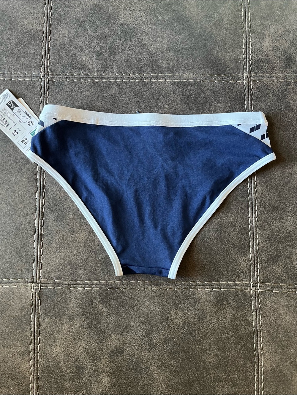 Arena Men’s Navy Swim Briefs with White Trim - Picture 6 of 6